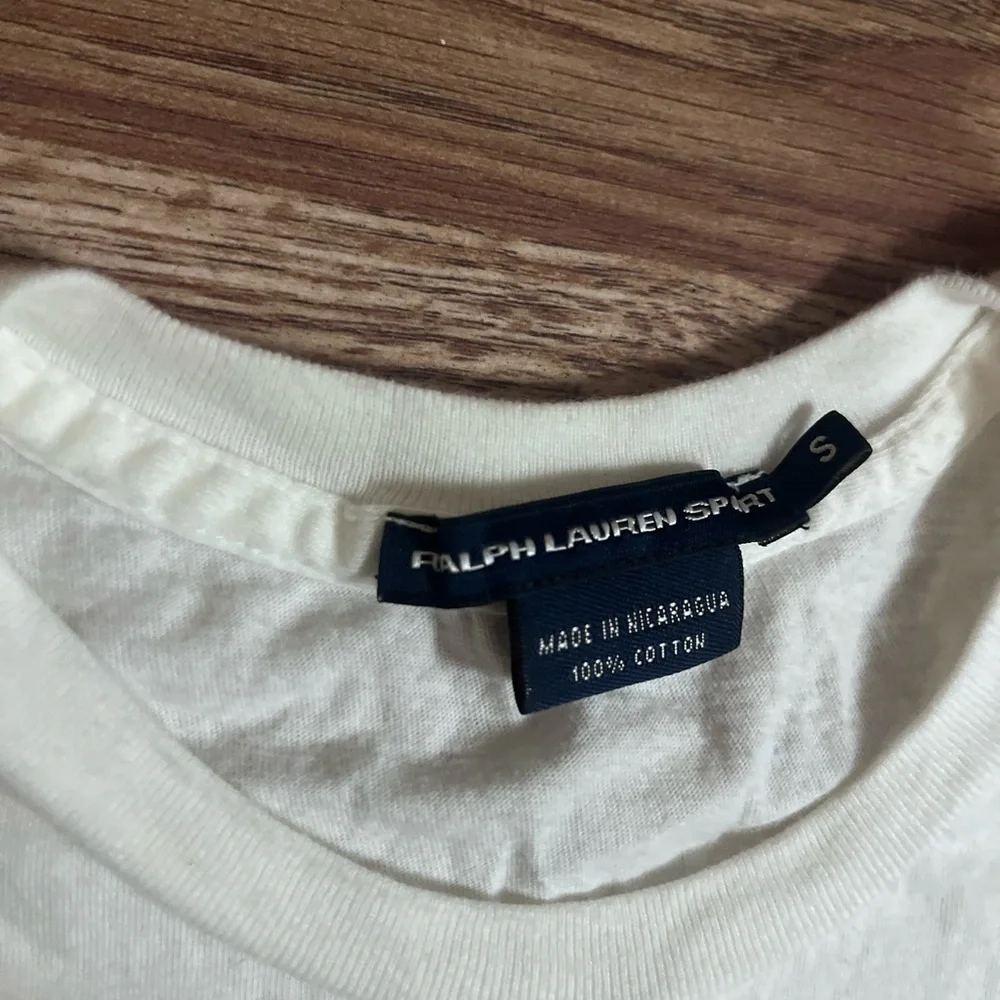 Ralph Lauren White Pocket Crewneck Tee with Light Blue Pony - Picture 3 of 6